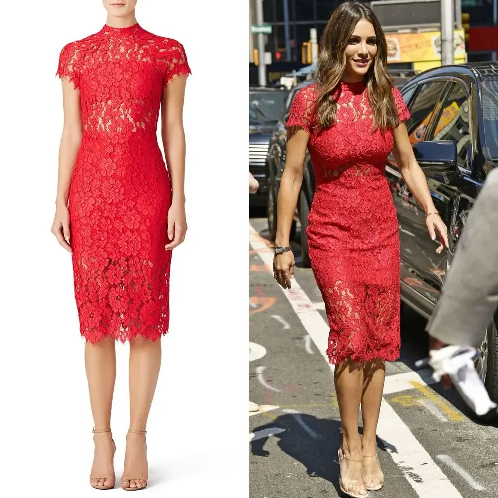 Alexis Red Lace Midi Dress - Picture 1 of 9